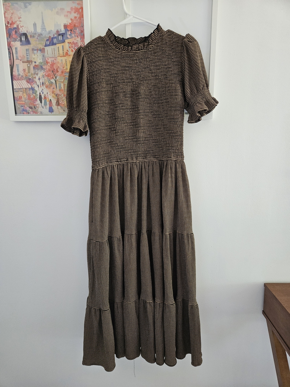 Ivy City Co Brown Midi Dress with Puff Sleeves Perfect For FALL!